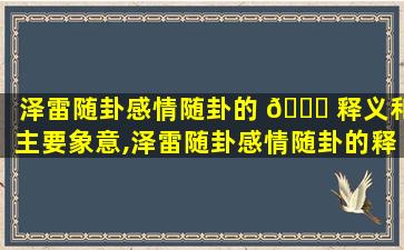 泽雷随卦感情随卦的 🐞 释义和主要象意,泽雷随卦感情随卦的释义和主要象意是 🌹 什么